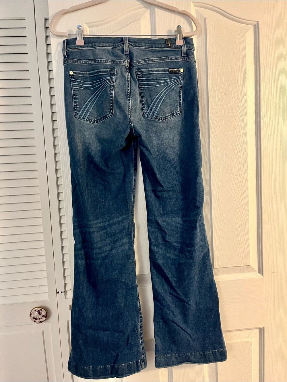 7 For All Mankind Medium Blue Flare Jeans - Women's - Picture 3 of 5